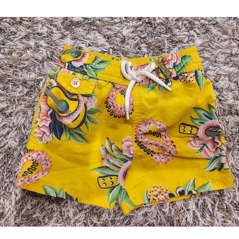 Ralph Lauren Boys Swim Trunk Yellow Tropical Size 12month‎